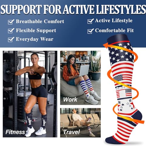 Image of Sooverki Compression Socks for Women and Men Circulation (3 /4 Pairs) is Best Support for Running Athletic Cycling Hiking