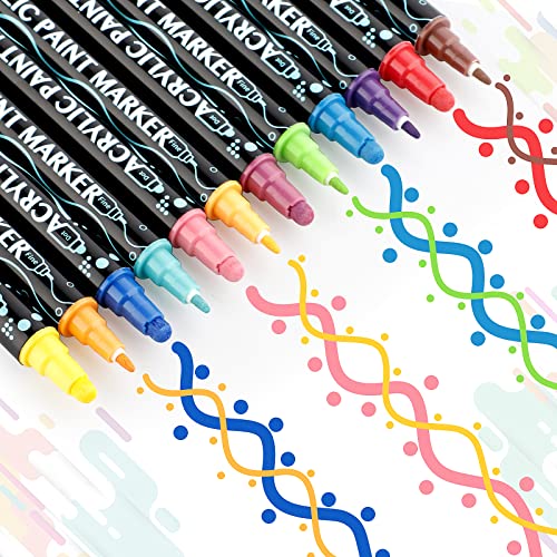 Acrylic Paint Markers,Acrylic Paint Pens Paint Markers,26 Colors Dual Tip Paint Pens For Rock Painting Wood Canvas Plastic Metal And Stone, Acrylic Dot Markers Pen For Diy Crafts Making Art Supplies #TOP2