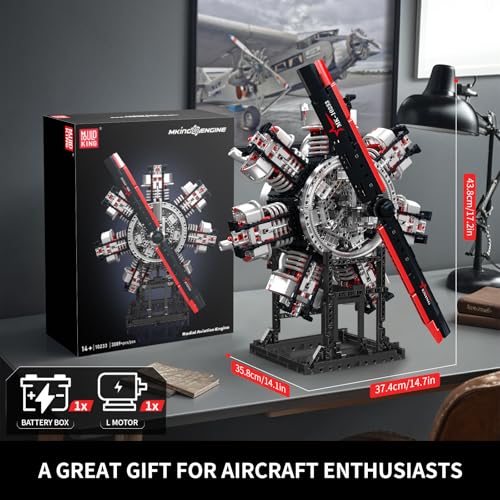 Image of Mould King 10233 Radial Aviation Engine Building Blocks Sets, Engine Model kit That Run, Build Your Own STEM Model Engine, Engine Building Engineering Toys (3089+PCS)