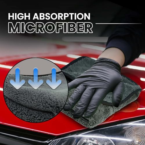 Image of Autofy 250GSM - 40cm x 40cm - [Pack of 2] - Microfiber Cloth Double Sided Microfiber Cloth for Car Lint Free Super Soft Plush Car Cleaning Cloth Sueded Edges for Scratch Free Car & Bike Cleaning