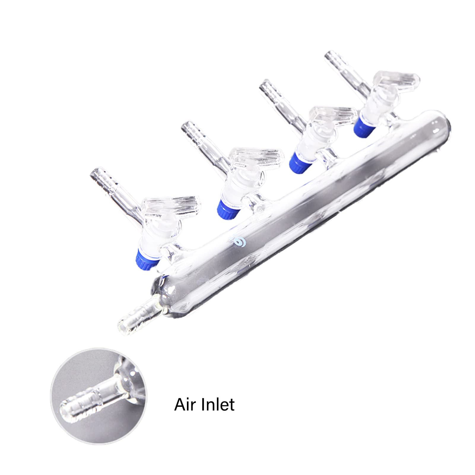 Single Bank Glass Vacuum Gas Distributor Manifold with Glass Stopcocks on The Ports (6-Port)