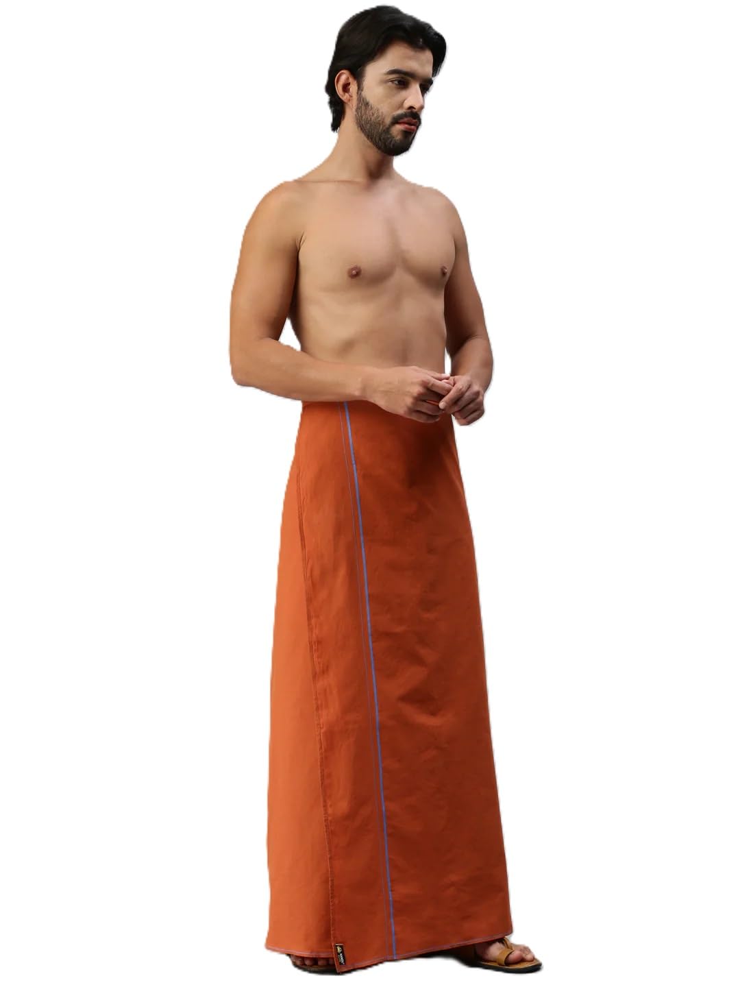 nandu Brand Elite Men's Cotton Senthuram Dothi - Pack of 1 (Colour- Senthuram and Multicolour Border)-picture-32