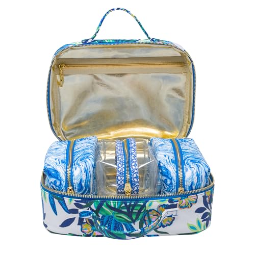 Lilly Pulitzer 4 Piece Travel Toiletry Bag, Cute Luggage Case for Adults, Zipper Pouch Set for Cosmetics, Small Pouch Bag for Supplies, Makeup or Toiletries (The Hottest Spot)3