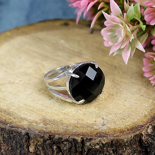 Image of Reiki Crystal Products Adjustable Rings, Round Cutting, Amethyst, Black Tourmaline, Goldstone brown, Green Jade, Lapis Lazuli, Opalite, Red Jasper, Rose Quartz, Tiger eye, Gemstone Ring