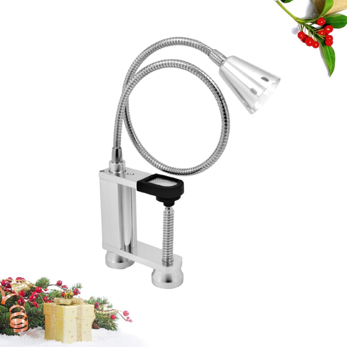 Lampada Barbecue LED Esterno Flessibile in Lega di Alluminio Argento | Base Magnetica, Resistente al Calore, Portatile, Illuminazione per Griglia e Uso All’aperto