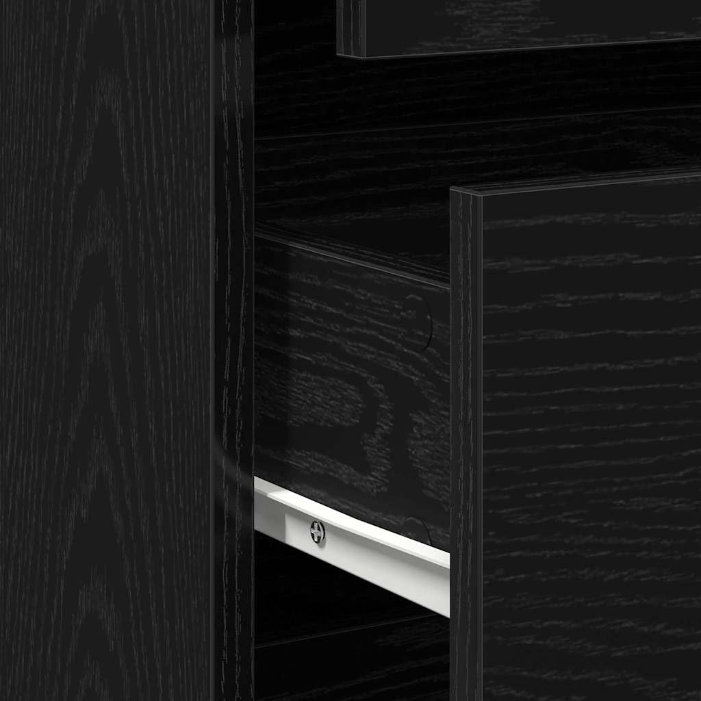 vidaXL Cajonera 3-Cajón Negro 40 x 41 x 76 cm Madera de ingeniería | Mucho espacio para guardar tus cosas, Un look suave y brillante que se adapta a cualquier decoración, Diseño sencillo,