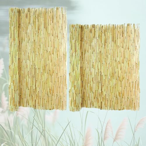 Valla Natural Cañizo Bambu, Cerca De Planta De Piscina 30cm-180cm, Valla Ocultacion Jardin Exterior, Poder Tamaño Personalizado, For Jardín, Balcones, Terrazas, Patio Trasero(Cable Blanco primario)