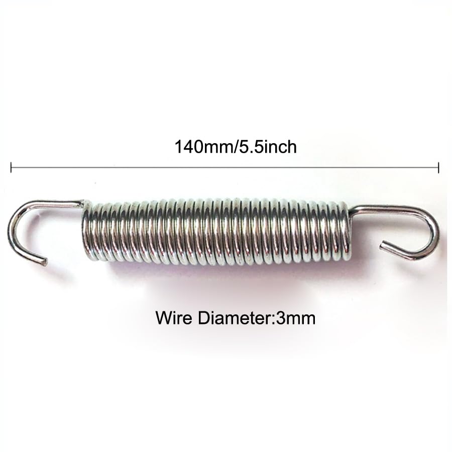 SquEqu 6 Pack Trampoline Springs Replacement 5.5 Inch Heavy Duty Stainless Steel Fitness Rebounder Extension Spring for Outdoor Trampolines Recreational Indoor Exercise Trampoline Mini Trampoline