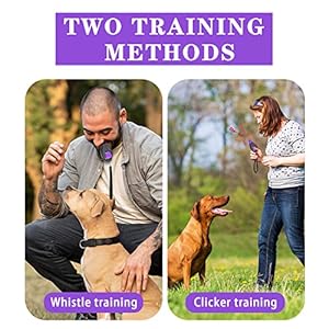 2-in-1 Dog Whistle Dog Training Clicker for Dogs Cats Birds Puppy Training (Black Purple)