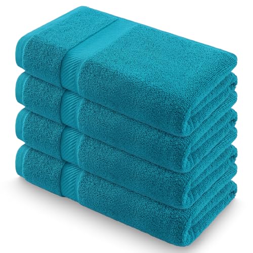 Homaxy Lot de 4 serviettes de bain en 100 % coton, 500 g/m², douces et absorbantes, lavables jusqu'à 60 °C, agréables et moelleuses de 50 x 100 cm,...