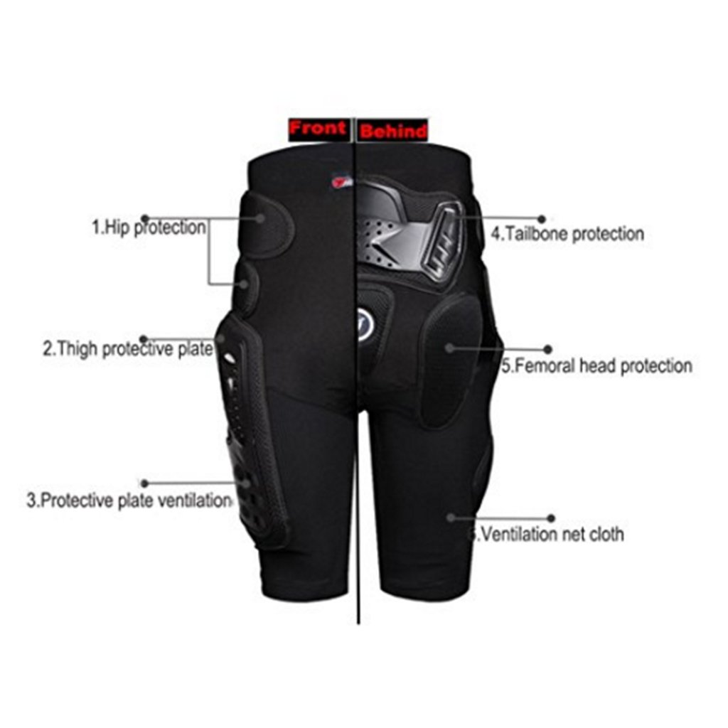 MagiDeal Protège-Hanche Short de Protecteur Armure de Hanches Jambes Respirant pour Moto Motard Motocross, Noir, M