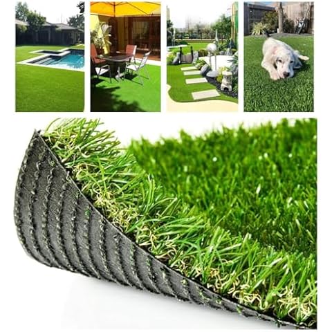 Petgrow Deluxe Realistic Artificial Grass Turf 3.3FTX5FT, 70 oz Face Weight /Drainage Holes / Rubber Backing, Indoor Outdoor Pet Faux Synthetic Grass Astro Rug Carpet for Garden Backyard Patio Balcony Cover