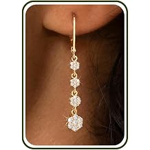 Dangle Earrings for Women, 14K Gold Plated/Sterling Silver Leverback Drop Earrings Hypoallergenic Leverback Dangle Jewelry Gift for Women