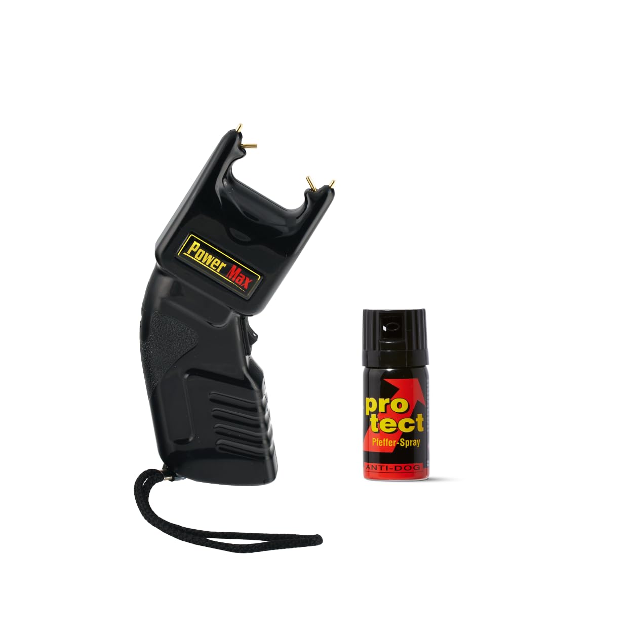 Protect Pfefferspray Anti-Dog + Elektroschocker Power Max 500.000 V Stun Gun zugelassen in Deutschland ESP Euro Security Products Taser mit 2X 9 V Batterien (40ml Breitstrahl + Elektroschocker)