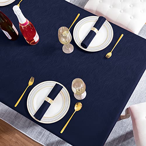 Softalker Jacquard Rectangle Tablecloth - Swirl Design Waterproof Stain Resistant Table Cover Wrinkle Free Heavy Weight Table Cloths For Dining And Kitchen (60 X 84 Inch, Navy Blue) #TOP4