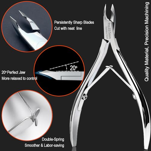 LePinko Salon-Quality Cuticle Trimmer with Cuticle Pusher, Super Labor-saving Cuticle Cutter, Sharp Cuticle Clippers for Manicurist, Professional Pedicure Manicure Nail Care Tool, 5mm Jaw - Thumbnail 2