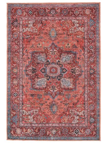 RugVista Georgia Oriental, Alfombra, Alfombras Modernas, 160 x 230 cm, Rectangular, Pelo Corto, Sala de Estar, Dormitorio, Lavado a máquina, Oeko_Tex_100, Rojo/Azul
