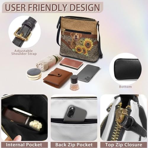 Image of Leather Women Crossbody Hobo Bag Satchel Purse Handbag with Adjustable Shoulder Strap and Zipper Pockets