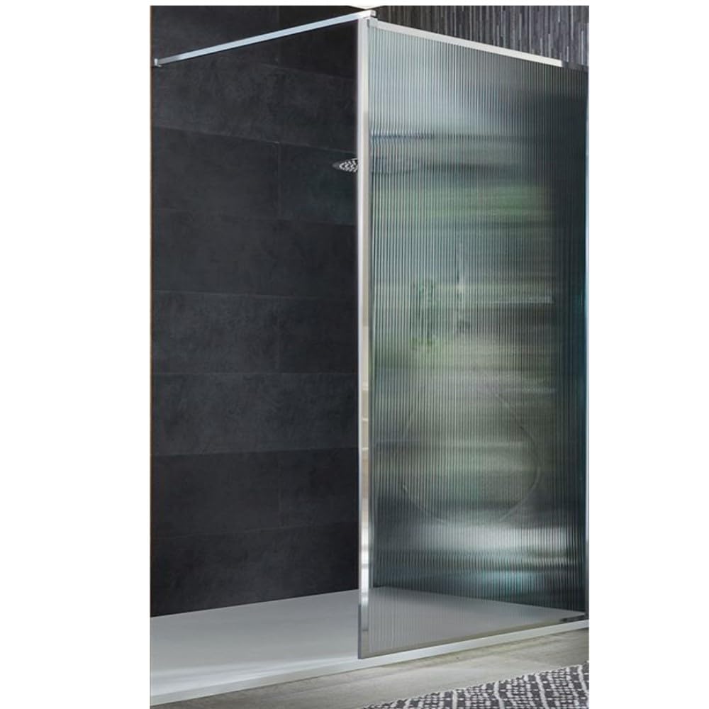 MILANO Chrome Fluted Glass Framed Shower Enclosure White Tray 1800 x 900mm