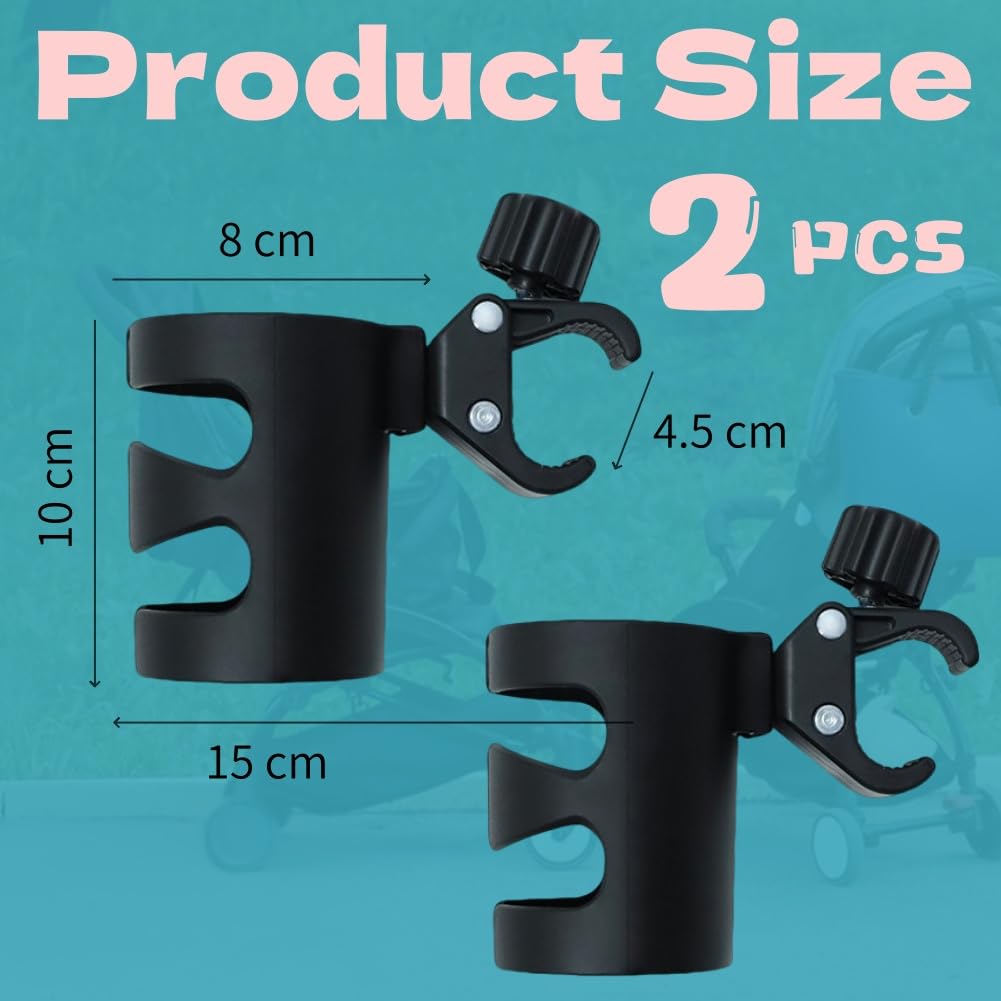 Portabicchieri per Passeggino,2 pezzi Stroller Cup Holder,Porta Borraccia Bici,Porta Biberon Sedia a Rotelle,Porta Caffè porta Tazze,per Bicicletta,Trolley,Mountain Bike