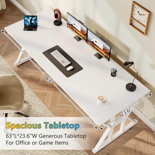 Image of 63 inch Large Computer Desk with Thickened Frame for Home Office, Living Room