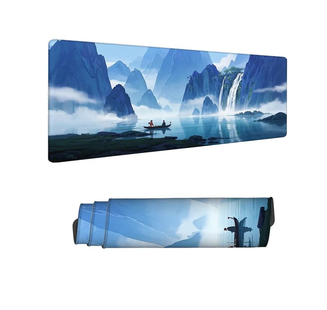 Giapponese Tappetino Mouse XXL 1000x500x3mm, Gaming Tappetino Mouse Paesaggio Mousepad con Base in Impermeabile Gomma Antiscivolo per Tastiera, PC, Computer Ufficio Idea Regalo Festa del Papà X-930