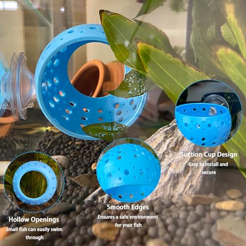 Image of Betta Fish Tunnel with Suction Cup - Aquarium Fish Hideout Shrimp Cave Guppy Fish Tunnel Tank Accessories Aquarium Decor for Small Fish Shrimp (Blue)