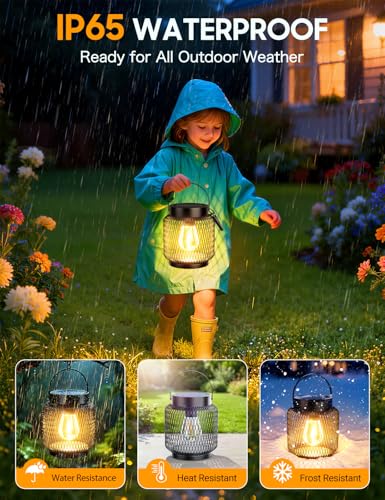 KOOPER Metal Solar Lanterns Outdoor Waterproof, 2 Pack Brighter Hanging Solar Lights for Outside, Up to 15 Hours Modern Hanging Solar Powered Lanterns Lights for Yard Patio Path Tree Garden Decorative - image 4