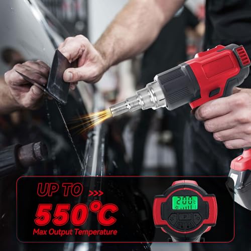 Cordless Heat Gun for Milwaukee 18V Battery, Hot Air Gun with 5 Nozzles, 2-Temp Settings Max 550°C for Shrink Tubing Vinyl Wrap Crafting, Colour Removal, Electronics 2 Cordless Heat Gun for Milwaukee 18V Battery, Hot Air Gun with 5 Nozzles, 2-Temp Settings Max 550°C for Shrink Tubing Vinyl Wrap Crafting, Colour Removal, Electronics - Image 2