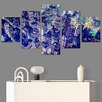 SIGNWIN 5 Panel Canvas Wall Art City Illuminations for Home Decorations Ready to Hang - 60