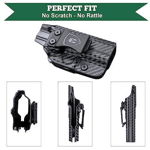 Glock 43 Holster G43X Holster Iwb Carbon Fiber Kydex Holster Fit: Glock 43 / Glock 43X(Not Fit G43X Mos) Pistol, Inside Waistband Condealed Carry Holster G43 G43X, Adj. Cant & Retention, Right Hand #TOP2