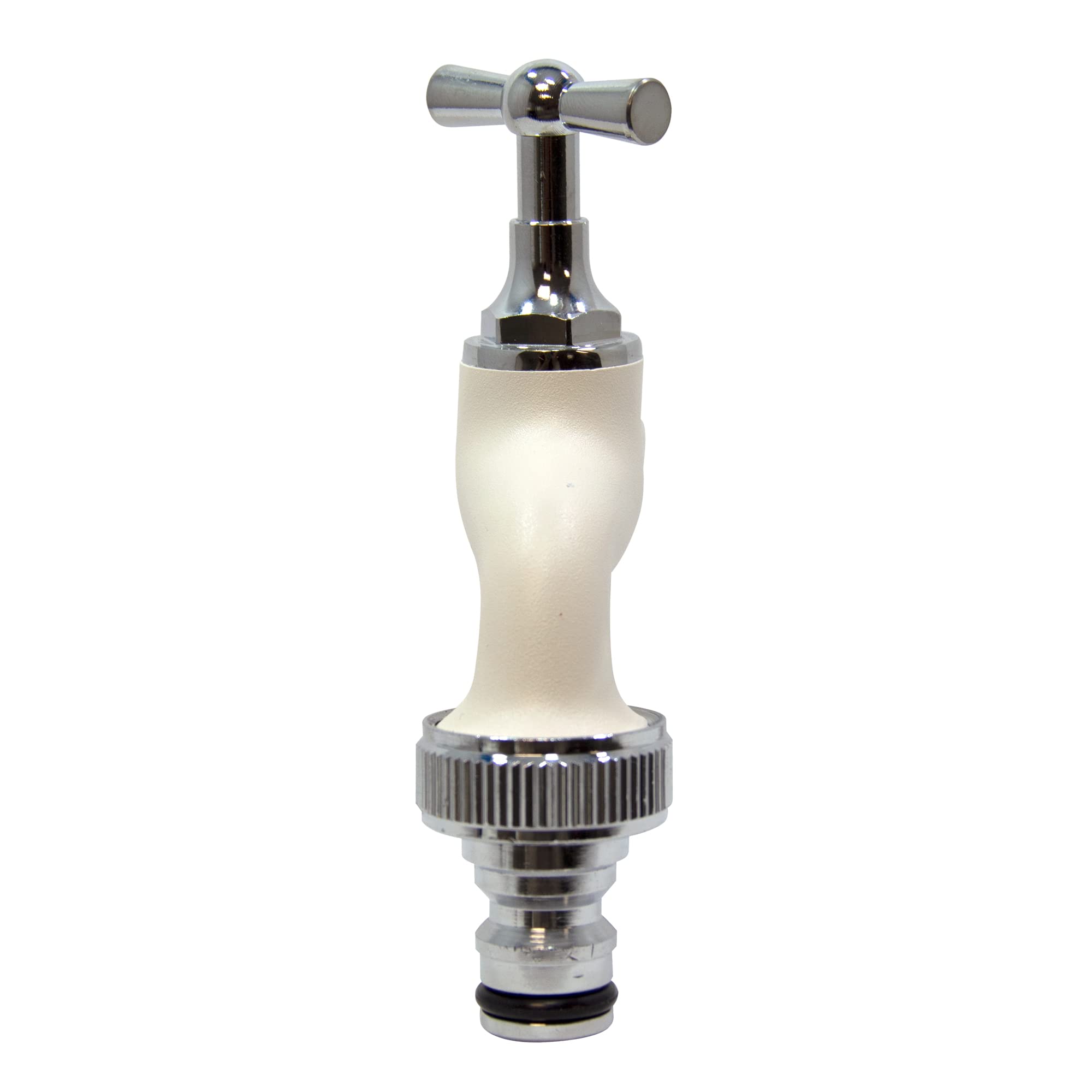 S&M 590207 Grifo de jardín regulable ½” blanco con toma automática para manguera COLORTAPS