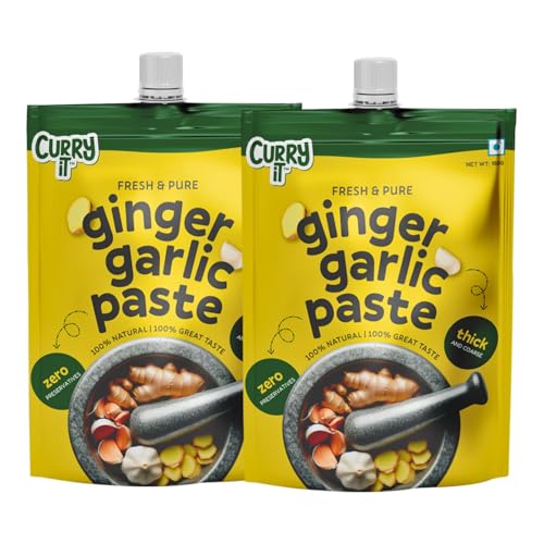 CURRYiT Preservative Free Ginger Garlic Paste | Adrak Lahsun Paste for Cooking | Fresh & Pure | Homemade Taste & Quality | Thick & Coarse (Pack of 2)