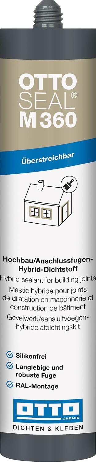 OTTOSEAL M 360 Hybrid-Dichtstoff für Hochbau/Anschlussfugen C537 hellgraubeige 310ml – Überstreichbar & silikonfrei – perfekt für die RAL-Montage Innen & Außen