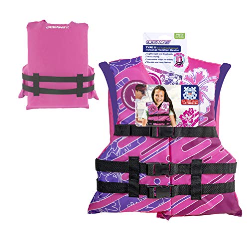 Image of Aqua Oceans 7 Life Jacket for Kids - US Coast Guard Approved Life Vest for Infant, Child & Youth Boys and Girls, Open-Side PFD for Boating, Swimming & Water Sports