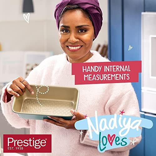 Prestige x Nadiya Oven Tray Non Stick - Large Baking Tray, Durable Anti Warp Steel, Freezer & Dishwasher Safe Bakeware, 38 x 25cm, Teal with Black Interior
