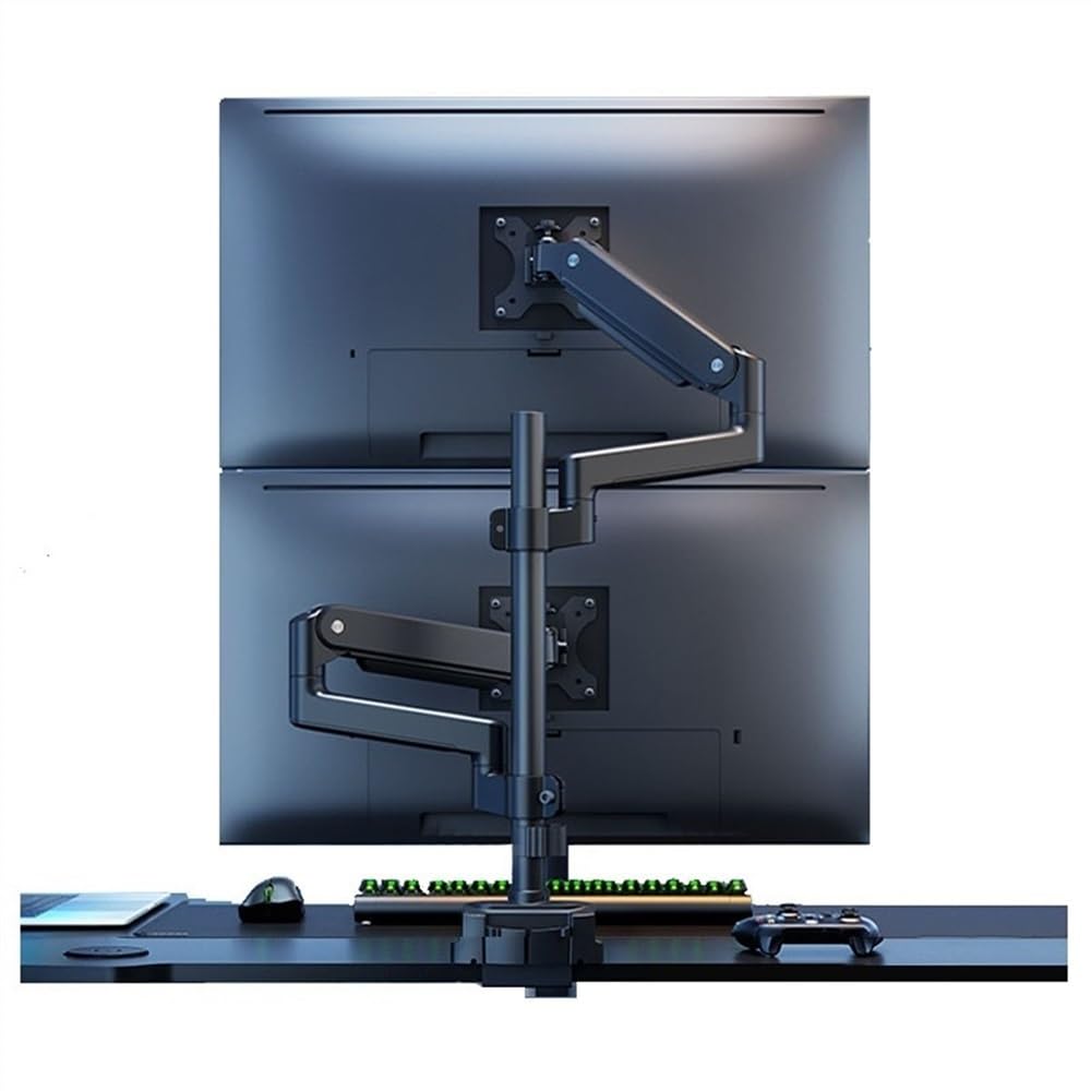 Supporto per monitor regolabile, supporto doppio monitor da 17 a 35 pollici, 2 monitor inclinabili/orientabili/girevoli, può contenere fino a 24,2 libbre per braccio con VESA 75/100 mm