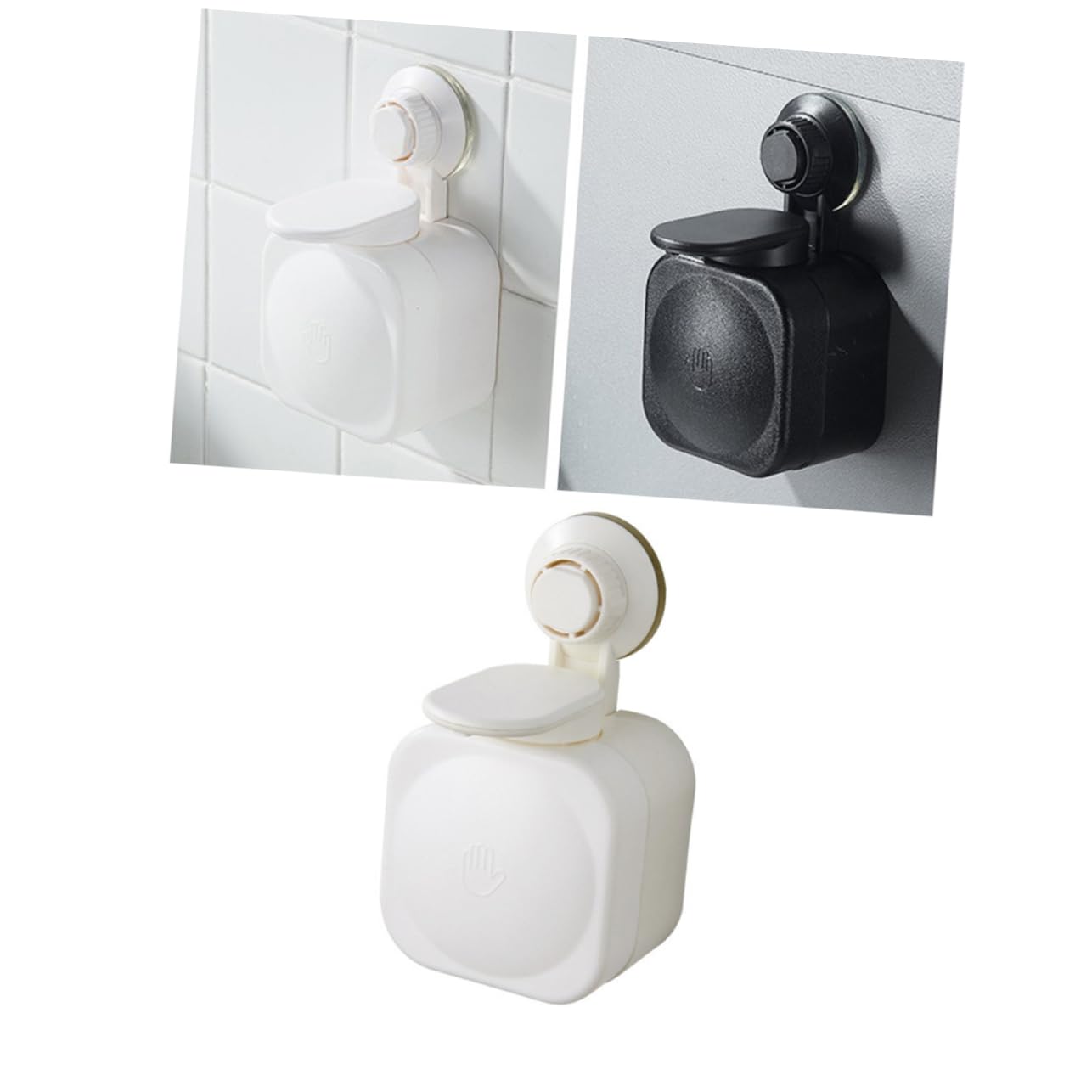 WOONEKY Wall-Mounted Shampoo Dispenser Bottles Plastic Soap Box Refillable for Toiletries