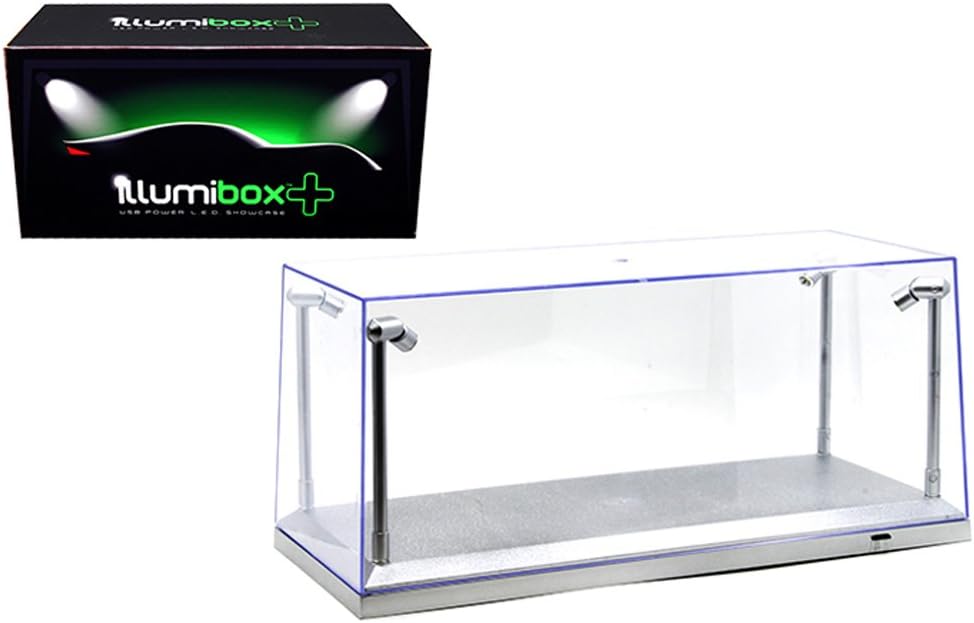 IllumiboxCLEAR DISPLAY SHOW CASE FOR 1/18 SILVER BASE with REPLACEABLE LED LIGHTS