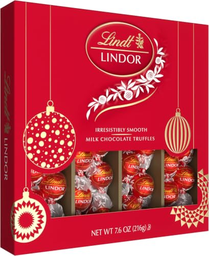 Image of Holiday LINDOR Milk Modern Gift Box, Assorted Chocolate Candy with Smooth, Melting Truffle Center, 7.6 oz. (Pack of 5)
