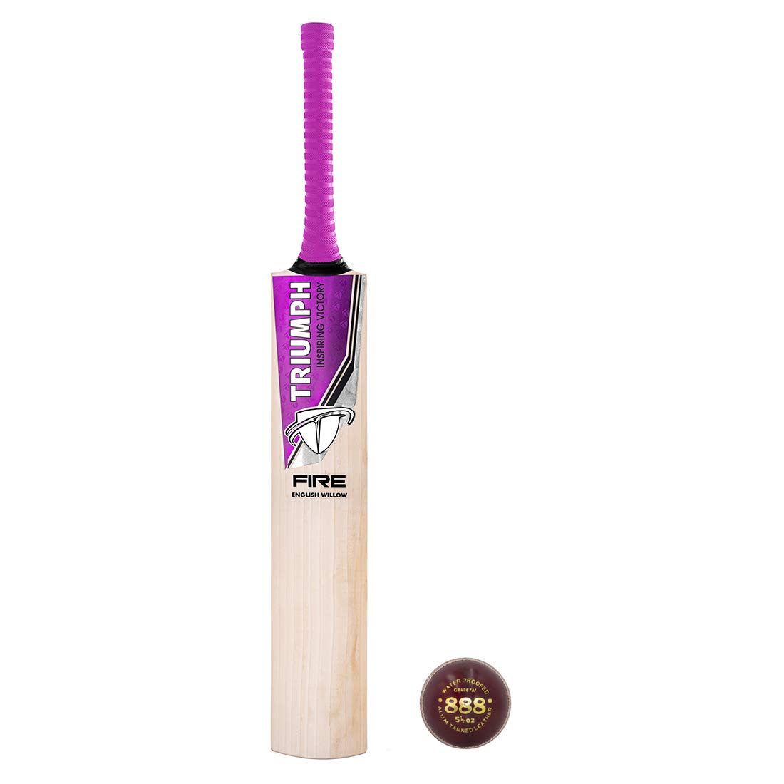 TRIUMPH FIRE ENGLISH WILLOW PROFESSIONAL CRICKET BAT FOR MENS | READY TO PLAY | LIGHT WEIGHT WITH TR-888-R CRICKET LEATHER BALL ALLUM TANNED RED-image-8