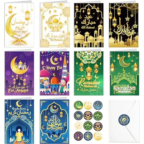 DPKOW 20pcs Eid Mubarak Greeting Cards Cover
