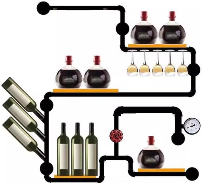 Wine Holder Creative Wine Cooler Home Wall-Mounted Wine Rack Industrial Style Iron Pipe Shelf Wall Decoration Wine Glass Holder