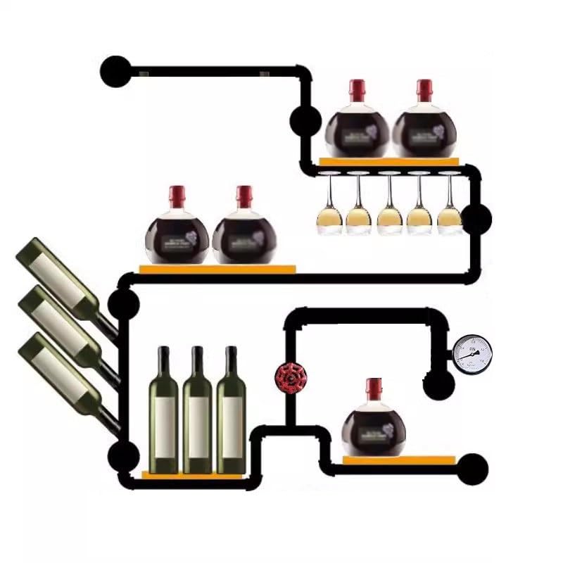 Botelleros Enfriador de Vino Creativo, Estante de Vino montado en la Pared for el hogar, Estilo Industrial, Estante de Pared de Tubo de Hierro, decoración Botellero de Vino Mesa