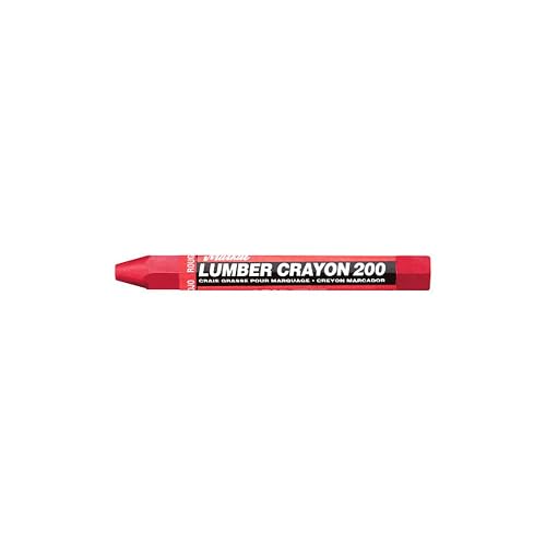 Markal 200 Lumber Crayon Economical Wax Based Marker, 1/2" Hex, 4-5/8" Length, Red (Pack of 12)