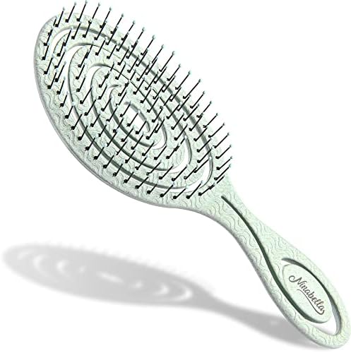 Ninabella Organic Detangle Hair Brush for Women, Men & Children - Does not Pull the Hair - Hair Straightening Brushes for Curly, Straight & Wet Hair - Unique Spiral Hairbrush - pink