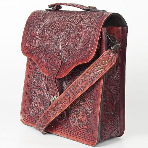 American Darling Briefcase Hand Tooled Genuine Leather Women's Bag Western Handbag Purse | Women4
