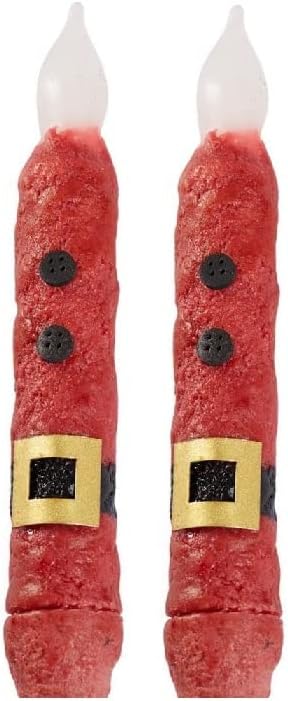 Factory Direct Craft Pack of 3 Candy Cane LED Battery Operated Taper Candles - Christmas Candles for Holiday Decorations (6-1/4" x 7/8" diam)