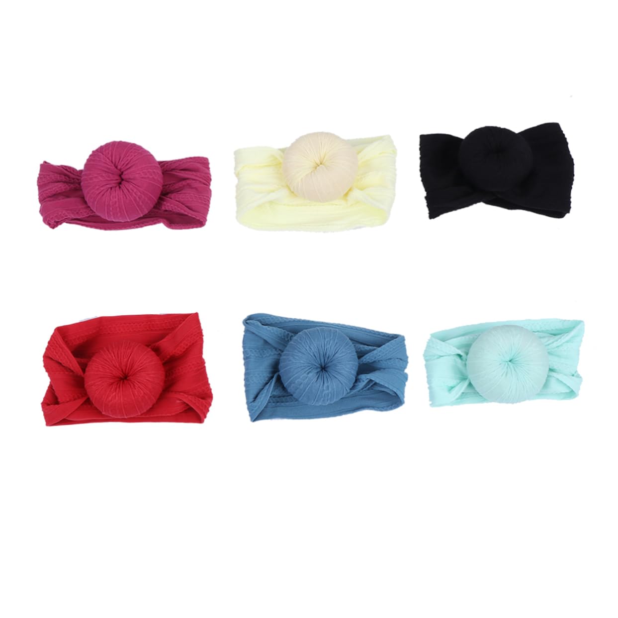 Vaguelly 6pcs Boy Girl Donut Headbands Soft Knotted Hair Wraps for Newborns Breathable Turban Bows Wine Deep for Boy Girl Years
