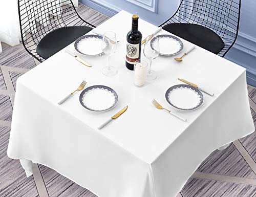 Surmente Square Tablecloth For Square Or Round Tables 100% Polyester 85X85 Table Cloth For Weddings, Banquets, Or Restaurants (White) #TOP4